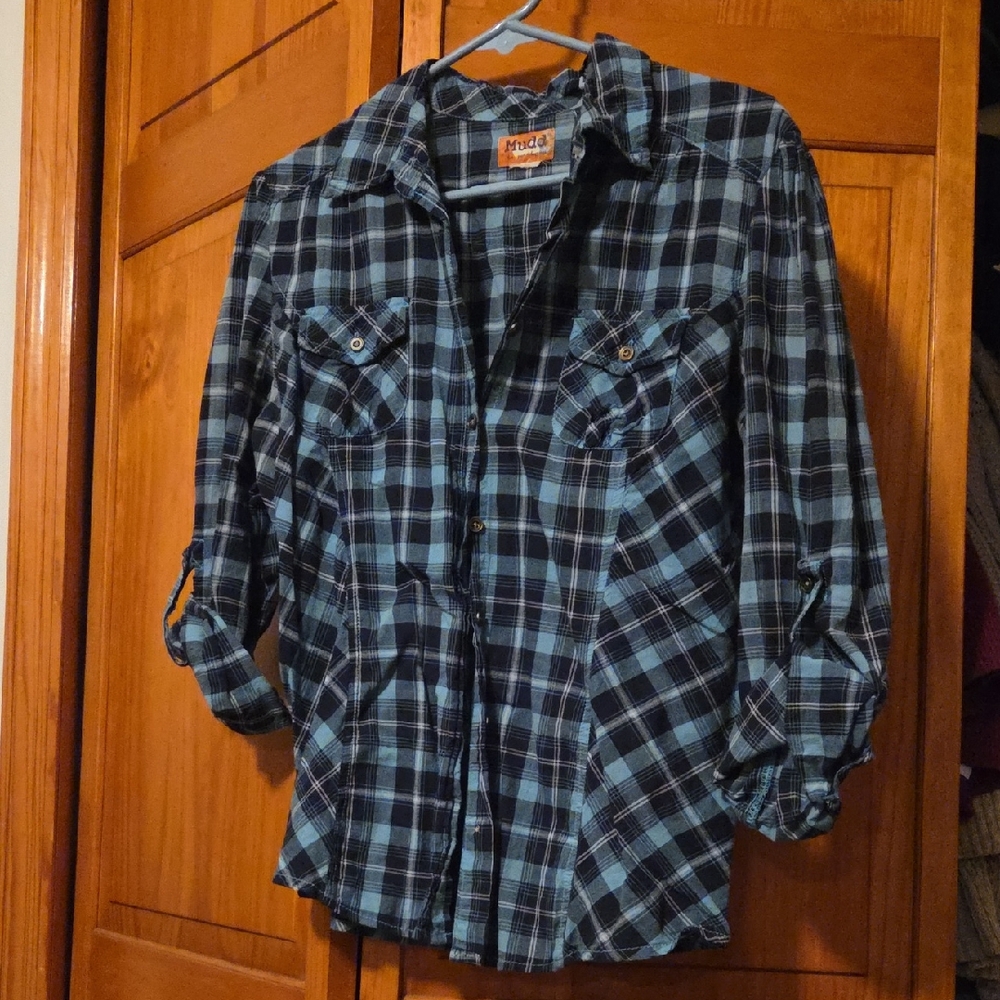 Mudd Blue and Black Checkered Shirt